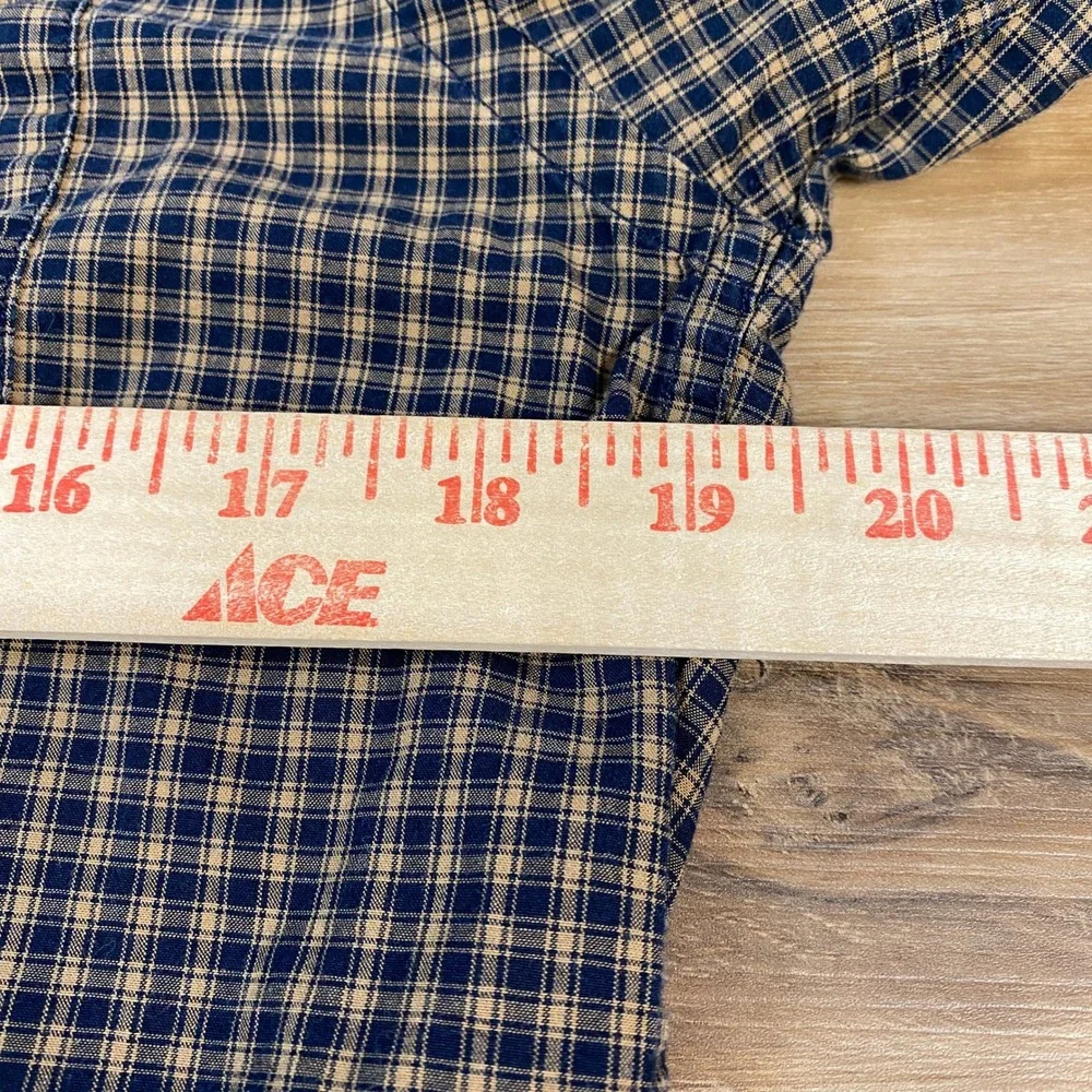 Banana Republic Button Down Men S‎ Plaid Cotton Untucked Fit Navy Blue Classic
